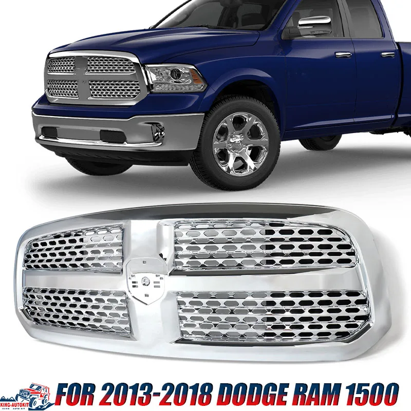 For Dodge Ram 1500 Laramie 2013 2014 2015 2016 2017 2018 Front Grille Chrome Front Bumper Grid Grills Upper Grille Mesh Grills