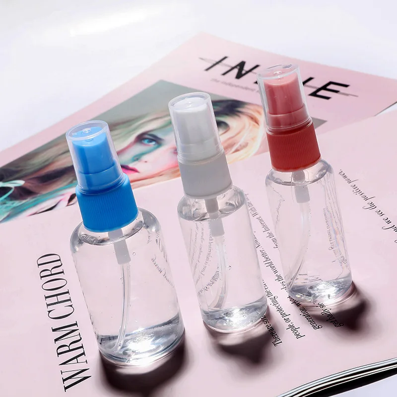Botellas recargables de 30/50/100ml, botella de Perfume de plástico transparente para viaje, atomizador, botella vacía con pulverizador pequeño, sin tóxicos y segura