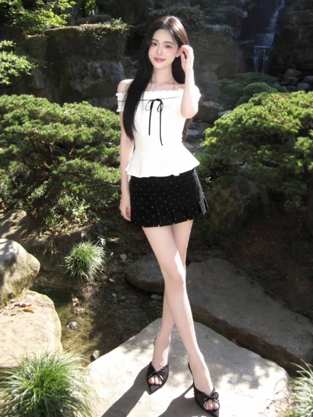 

Korean Gentle Style One Shoulder Top Half Skirt Two Piece Set Whole Outfit Summer 2026 Comfortable Warmth Medium Stretch