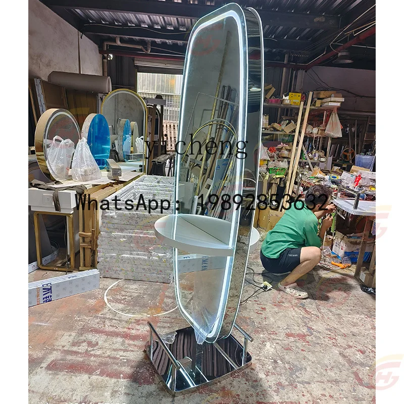 H3  Barber Shop Mirror Barber Shop Floor-to-ceiling haircut Double-sided perm and dye against the wall