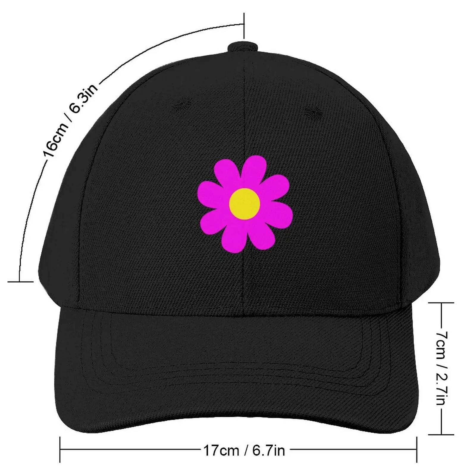 Neon Pink Flower Blossom Yellow Background Baseball Cap Rugby Icon custom Hat party Hat Hats For Women Men's