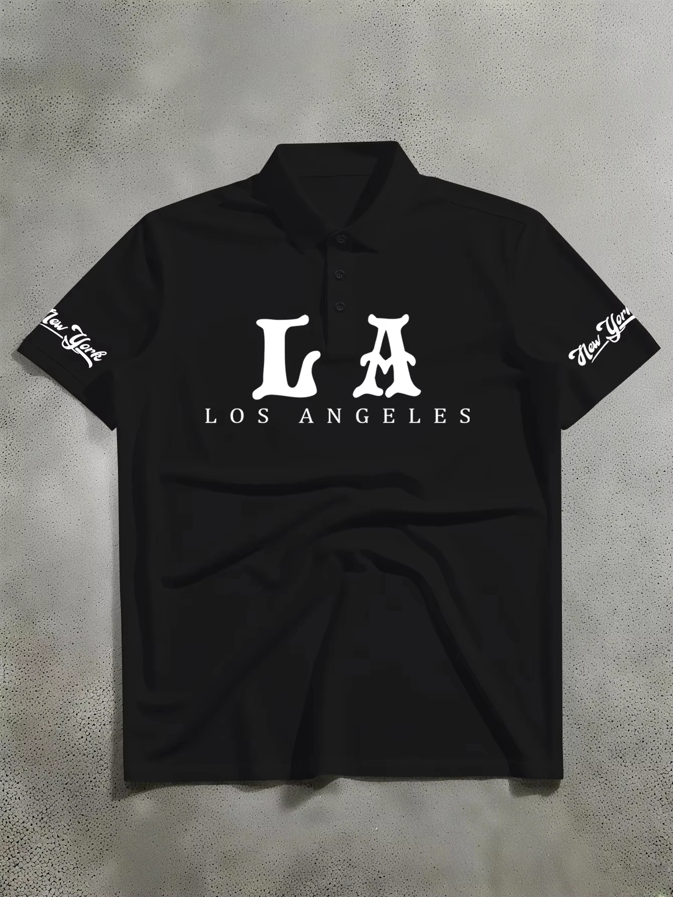 Simple Men's Los Angeles Print Polo Shirt, Loose And Lightweight Polyester Fabric