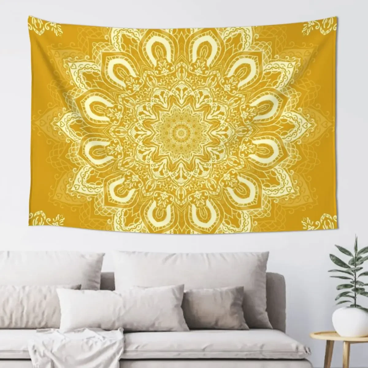 

Boho Mustard Yellow Mandala Flower Tapestry Wallpaper Anime Decor Wall Hanging Wall Living Room Decoration Tapestry