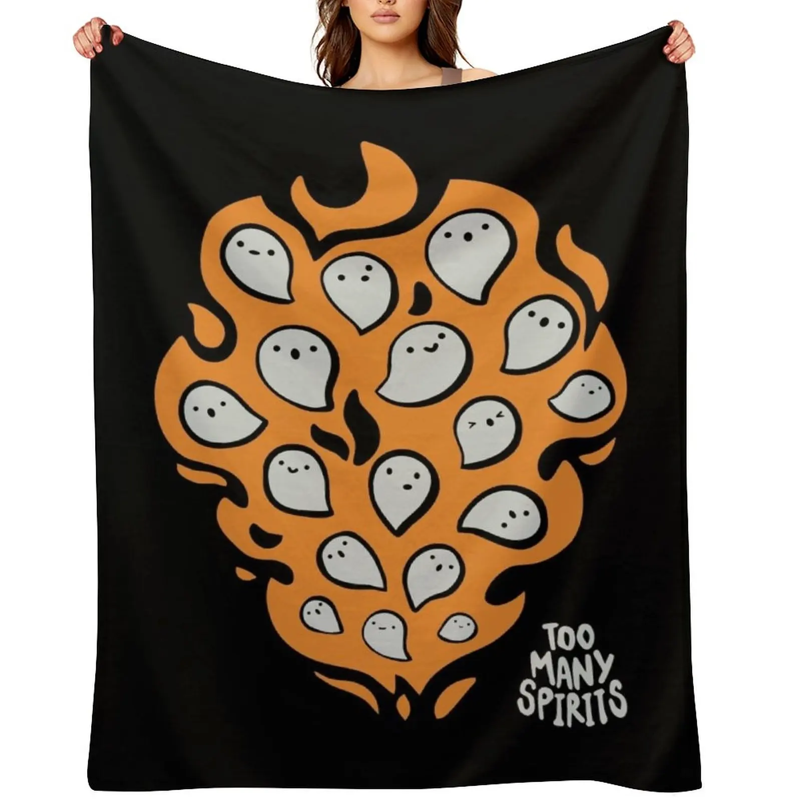 

Watcher Merch Too Many Spirits Ghosties Flame Throw Blanket Comforter Loose Hairys Designers Blankets