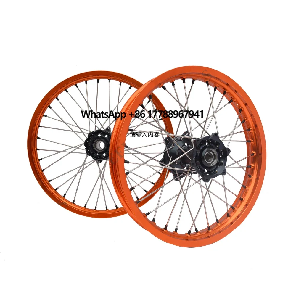 

High Quality Motorcycle Wheels 19 Inch Orange Rims and Black Hubs