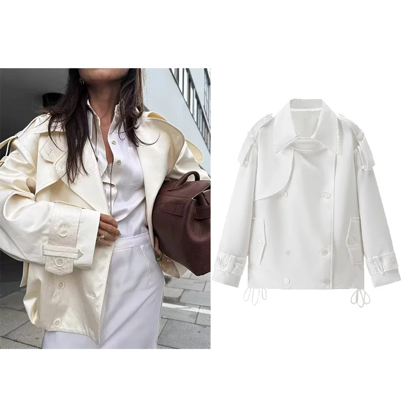 

Осенняя женская куртка с двубортными лацканами и высоким воротником, простая женская куртка с длинным рукавом, женские пальто, женские шикарные топы