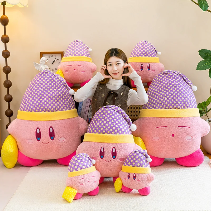 65cm Cute Nightcap Kirby Plush Toy Big Size Kawaii Cartoon Kirby Plushies Soft Stuffed Doll Girl Sleeping Pillow Birthday Gift view 6