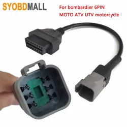 New OBD2 16pin Female for Bombardier 6Pin Diagnostic Adapter Cable Suitable for BRP 6PIN MOTO ATV UTV Motorcycles Connector