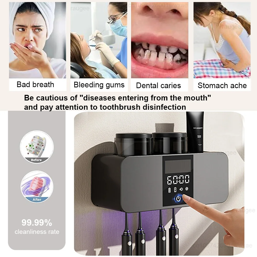 Esterilizador uv de escovas de dentes com display led e parede_voghion.com