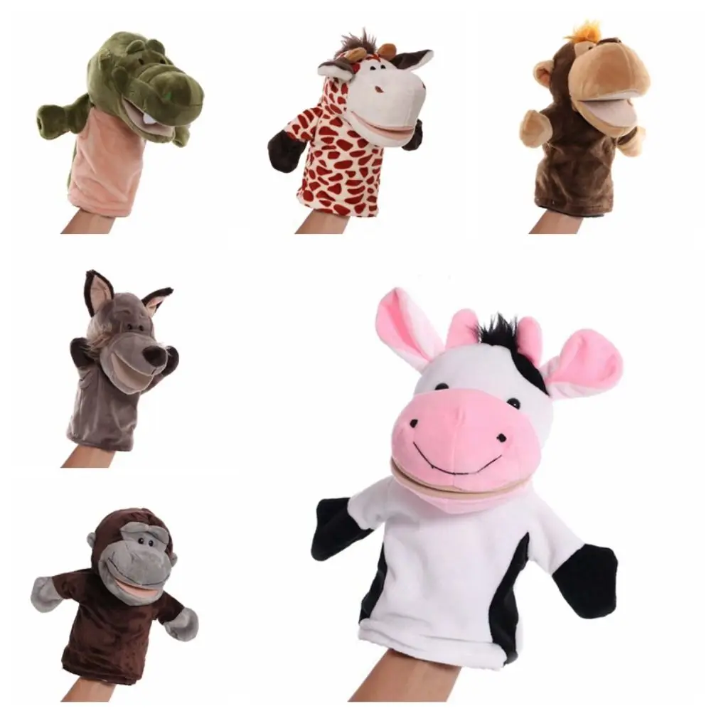Telling Story Stuffed Animal Hand Puppet Cartoon Interactive Plush Hand Doll Cute Cow Hand Finger Puppets Early Education