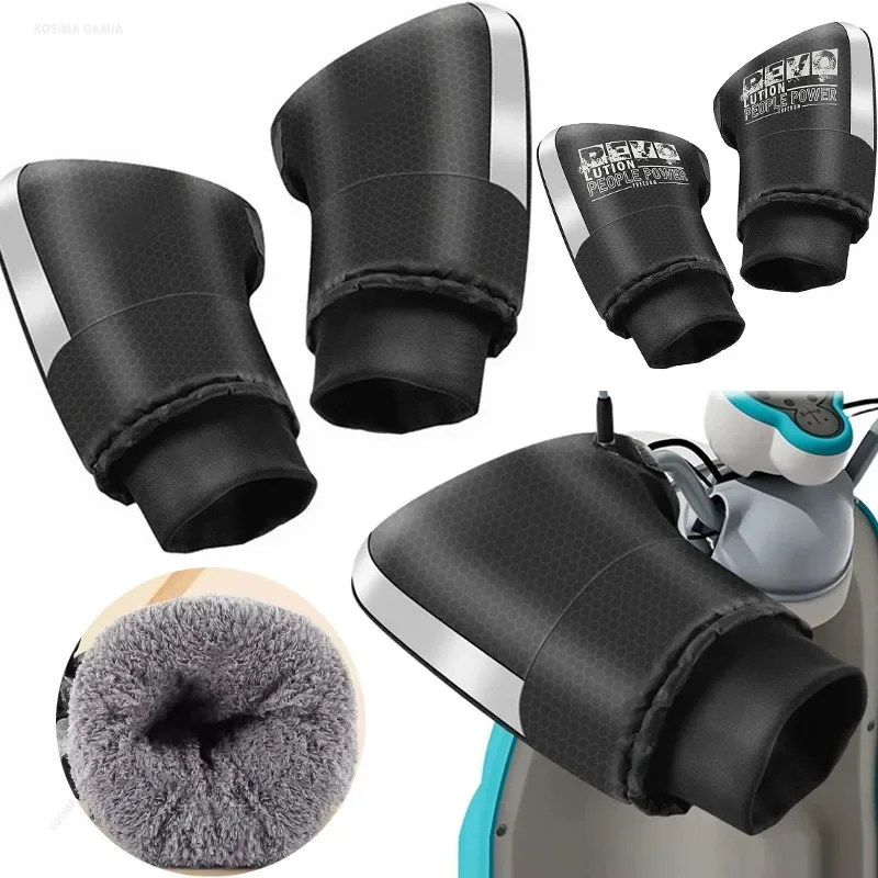 Riding Gear Winter Thermal Motorcycle Handlebar Muffs Windproof Fleece Lined Thick for E-bike Scooter Snowmobile ATV