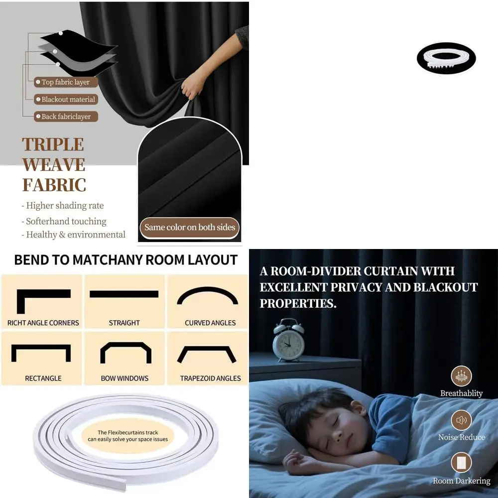 

100 Inch Wide Blackout Curtain Panels with Hooks for Patio Door, 100% Blockout, 108L x 100W, Black