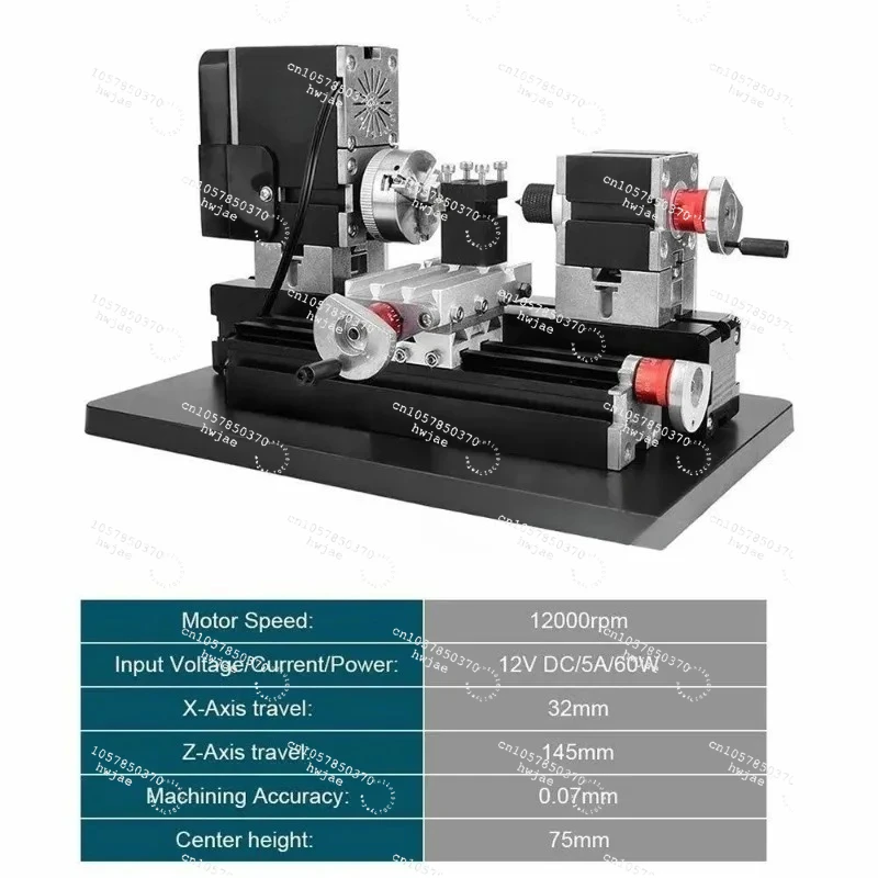 TZ20002MR Mini Metal Rotating Lathe Machine 12000RPM 60W High Power Motor for Precision Processing