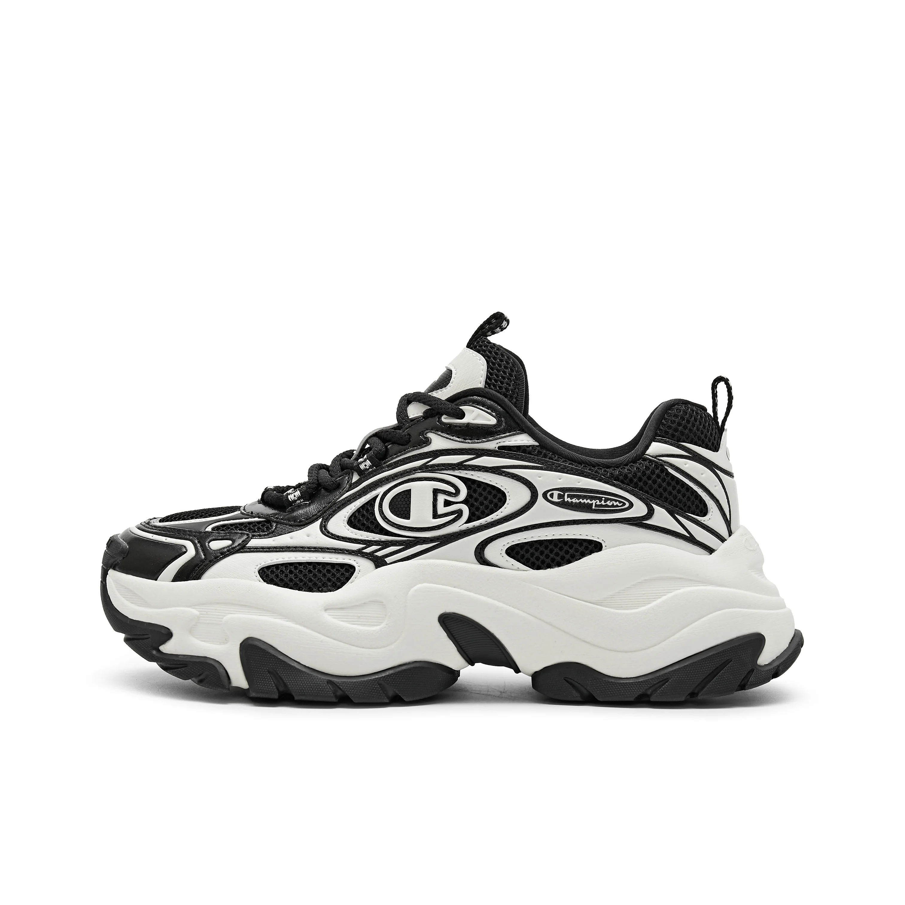 Champion Nebula Layered Chunky Sneakers Men's Black White U4CFCCM05U3