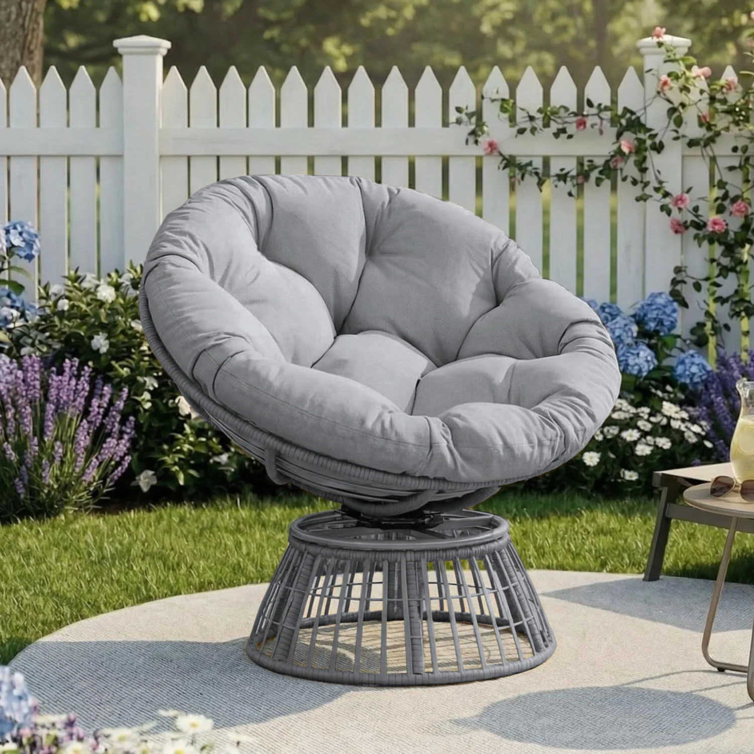 Outdoor Furniture No Cushions - Swivel Papasan Chair, Outdoor Wicker Patio