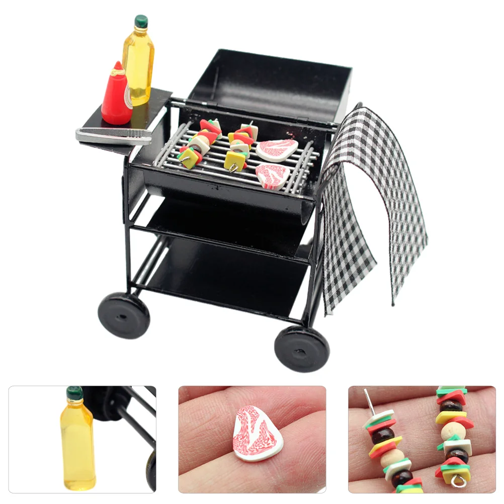 Mini Grill BBQ Puppenhaus Zubehör Küche Kochgeschirr Miniatur Dekoration Modell Simulation