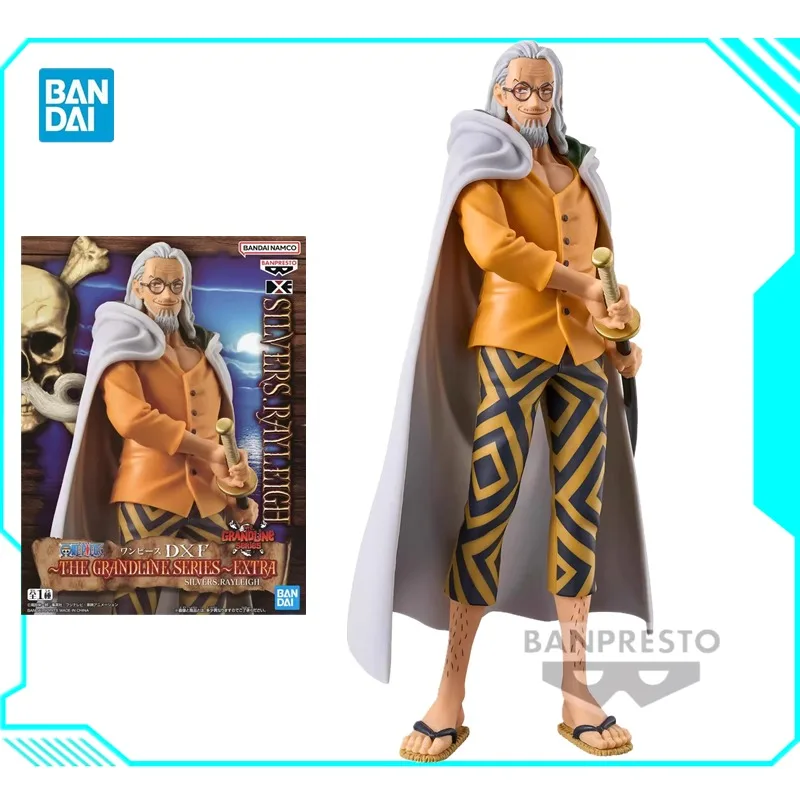 Bandai original ban presto einteilig dxf große route serie 17cm silber rayleigh pvc anime action figuren sammlung modell spielzeug