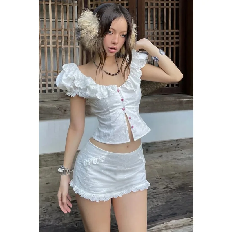 Women's New Stitched Round Neck Button Fashion Solid Color Versatile Casual Short Sleeve Tops
