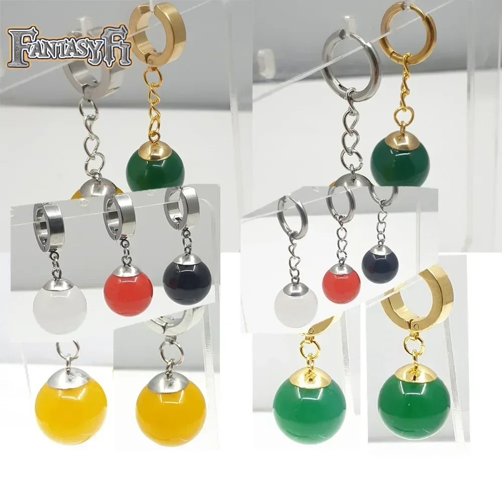 

Anime Ball Dragon Stud Earring Yellow Green Agate Inlay Round Pearls Goku Ear Clip Earrings for Halloween Carnival Fan Men Women