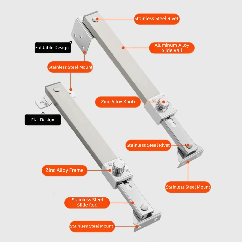 Stainless Steel Window Limiter Telescopic Fixed Angle Controller Opening Limiter Practical Sliding Support Casement Window
