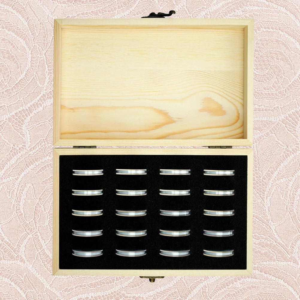 Delicate Wooden 20 Commemorative Coin Protective Box Prcatical Coin Collection Case for 18/21/25/27/30mm Coin