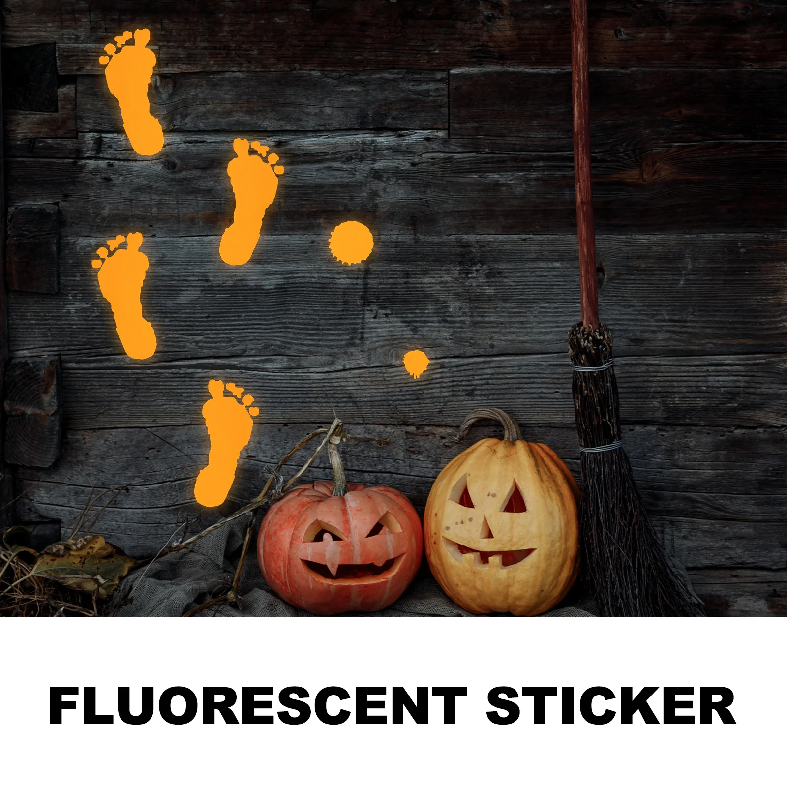 ملصق حائط يتوهج في بصمة اليد للهالوين من مادة PVC لتزيين نافذة مخيفة موضوع رعب فلورسنت