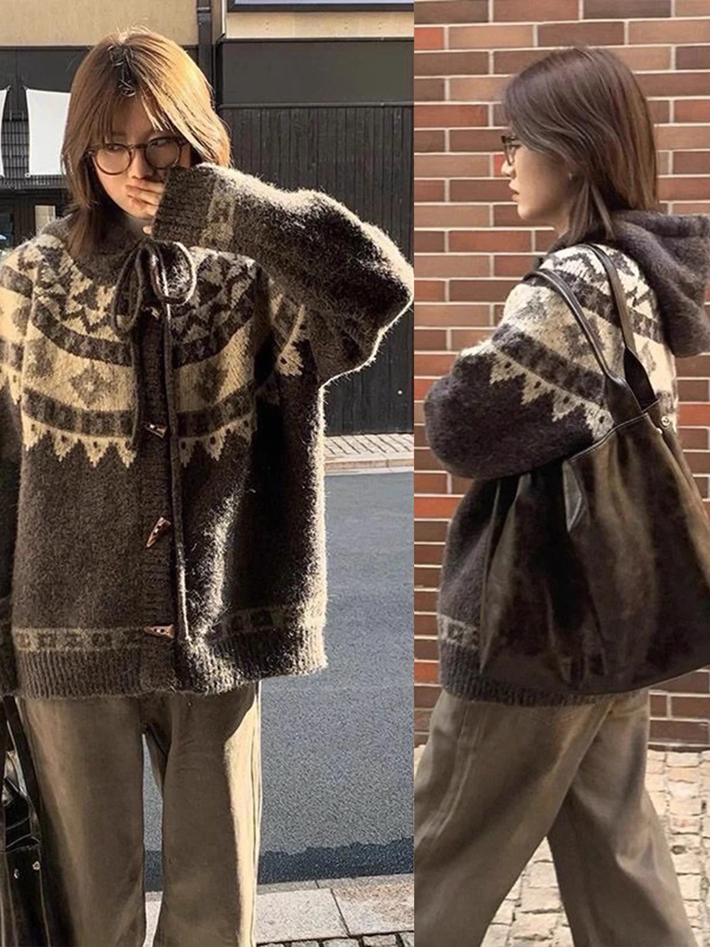 

Thiened Lazy Loose Knitted Sweater Coat Button Cardigan ex Autumn Winter Outerwear Soft Comfortable Casual Sle