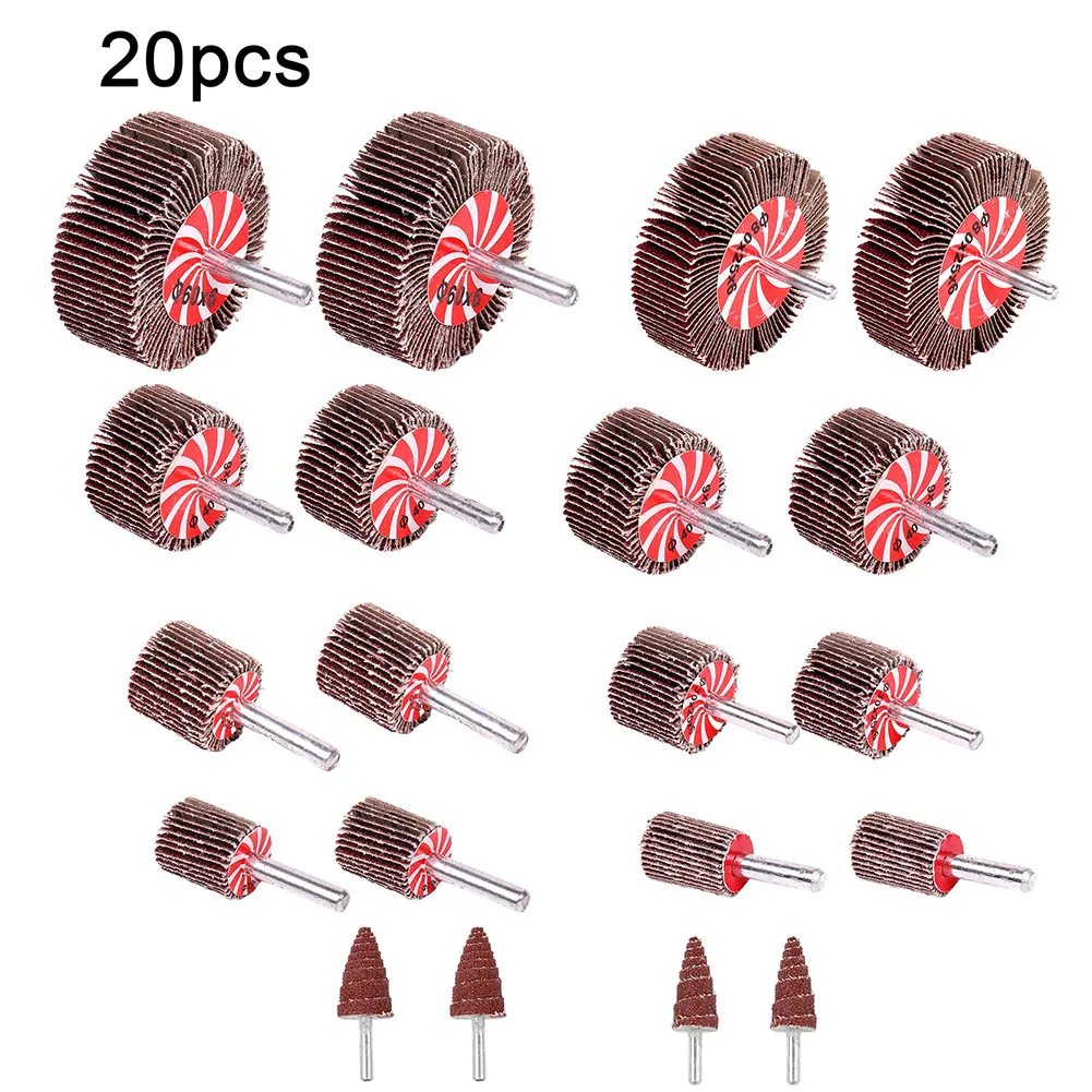 

20pcs Flap Wheel Set 80grit Lamellar Grinder Grinding Attachment Wheel For Drill Cordless Screwdrivers Straight Grinders