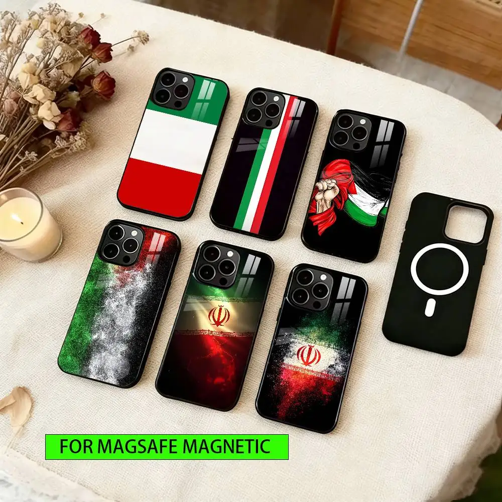 

Artistic Flag of Iran Phone Case For iPhone17,16,15,14,13,12,11 Plus,Pro Magnetic with Magsafe Wireless Charging