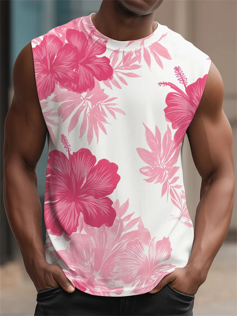 

Trendy Floral Graphic Tank Tops For Men Summer Fashion Streetwear 3D Printed Sleeveless Vest Casual Oversized Breathable Tops