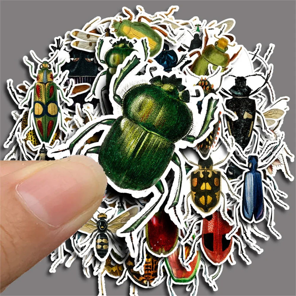 60pcs Vintage Insect Stickers Pack Stationery Laptop Guitar Phone Suitcase Ipad DIY Sticker Handmade Journaling Materials