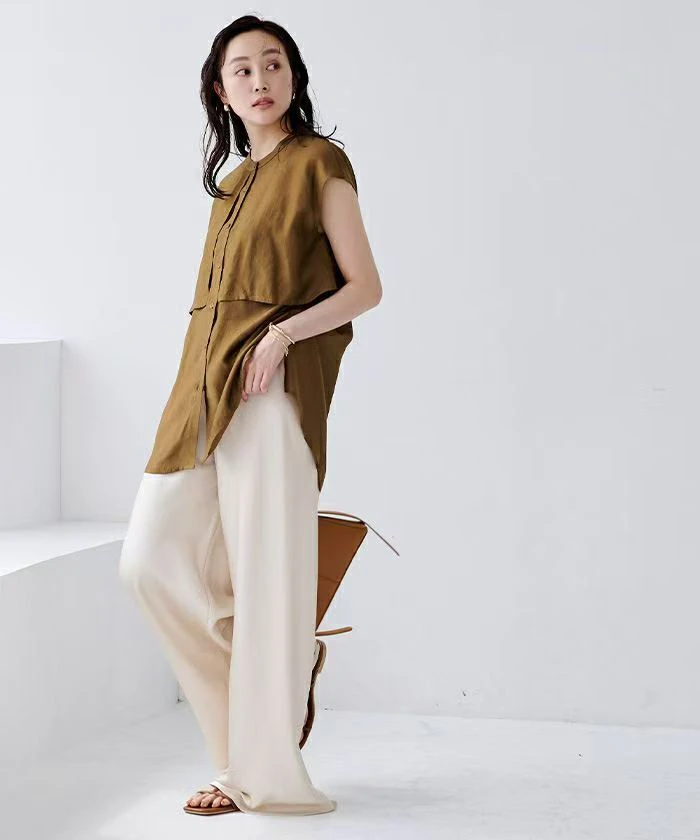 

Urs mat Design round Ne Svel Pure Color Midi Tee Acetate Blended irt Women's Commute Sle Loose Fit ort...