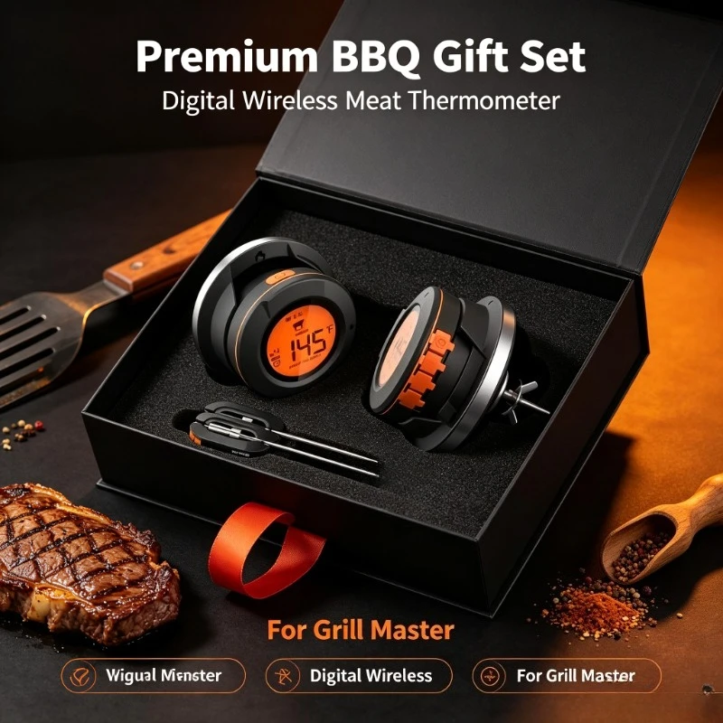 Termómetro de Carne Digital Inalámbrico Bluetooth para Exteriores 2026, Sonda de Alimentos para Barbacoa, Parrilla de Carbón, Horno y Ahumador