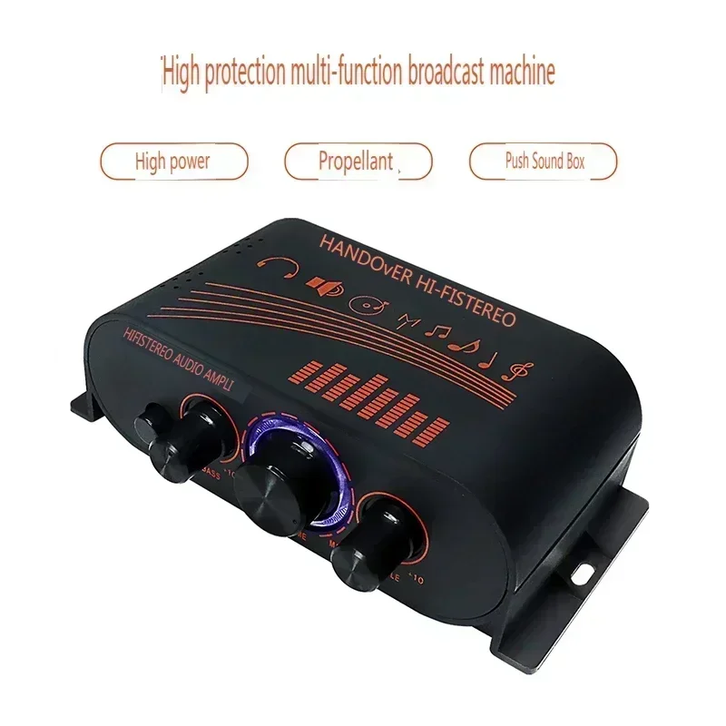 AK170 Mini Audio Amplifier RCA Input HIFI Stereo Audio Amplifier 20W*2 Speaker Amp Dual Channel with LED Light Ring Car Home Use