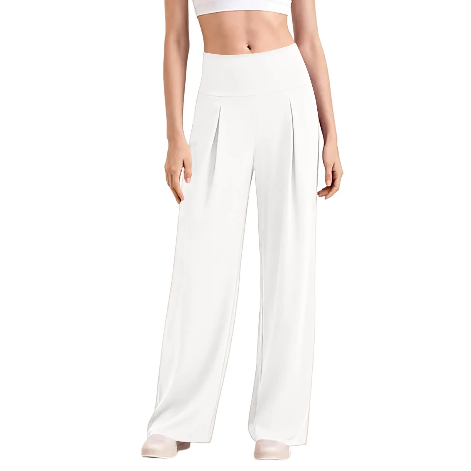 Women's Wide Leg Sports Pants Slim Pants Commute Woman Yoga Pants with Pockets Comfortable Elastic Wide Leg Pants Одежда Женская
