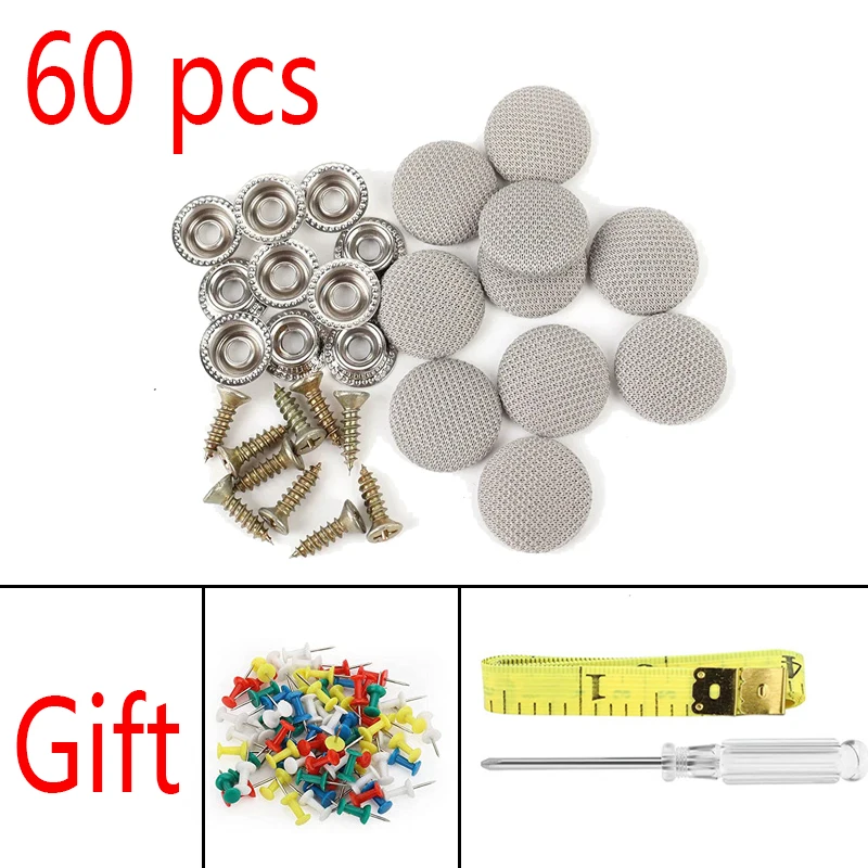 60Pcs Car Interior Roof Buckles Headliner Ceiling Cloth Fixing Screw Care Fabric Buckle Rivets Retainer Cap Repair Automotive