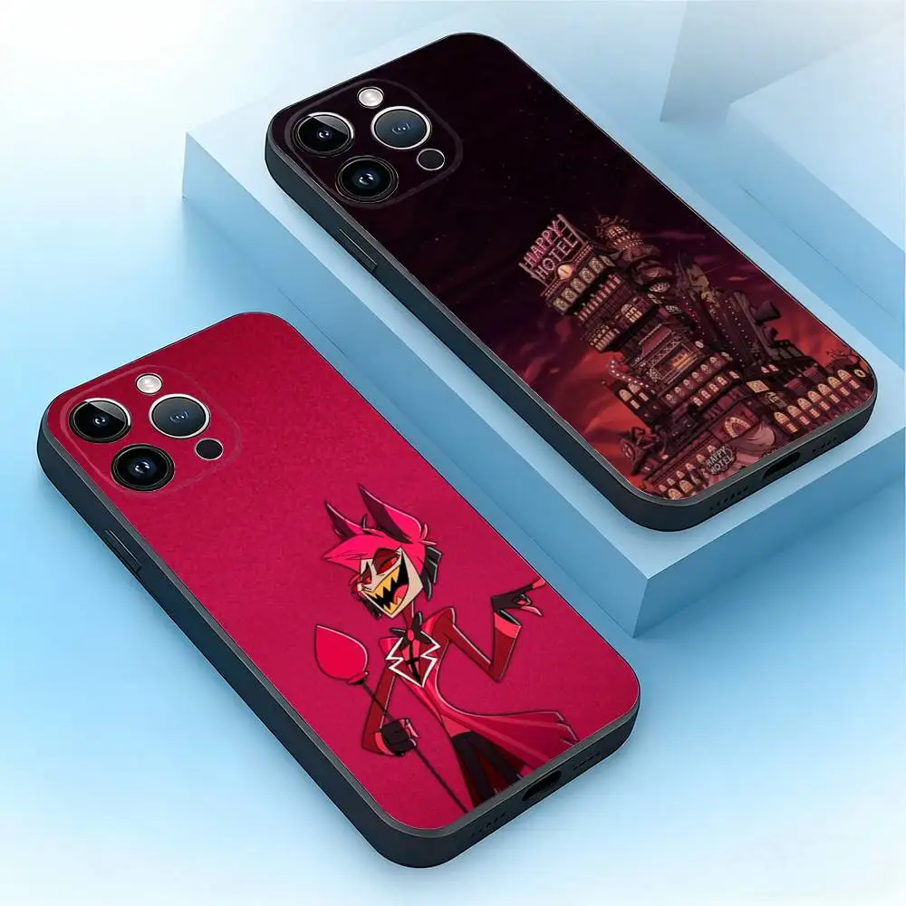 

H-Haz-bins Hotels Phone Case For iPhone 17,16,15,14,13,12,11,Plus,Pro Max,Air,SE,Mini,Soft Silicone Black Cover