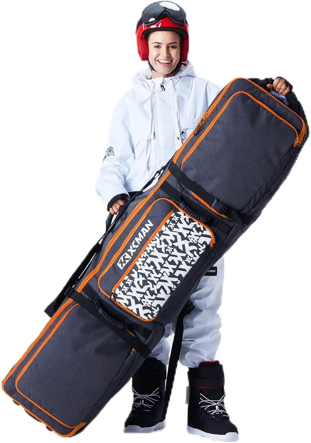 Roller Snowboard Bag with Wheels,Adjustable Length,Extra Long/Wide/Deep,Waterproof - with Protection Ribs