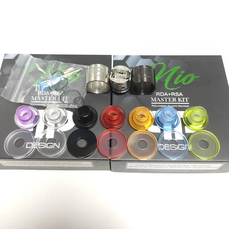 QP Design Nio RDA RSA Master Kit rebuiltable Squonk Atomizer 22mm górny przepływ powietrza wlot regulowany zbiornik pojedyncza cewka VS QP Kali V2