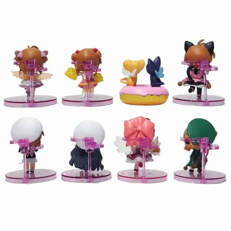8pcs/set Q Version Card Captor Sakura Anime Figure KINOMOTO SAKURA Cute Action Model Cake Car Decoration Toys Dolls Gifts