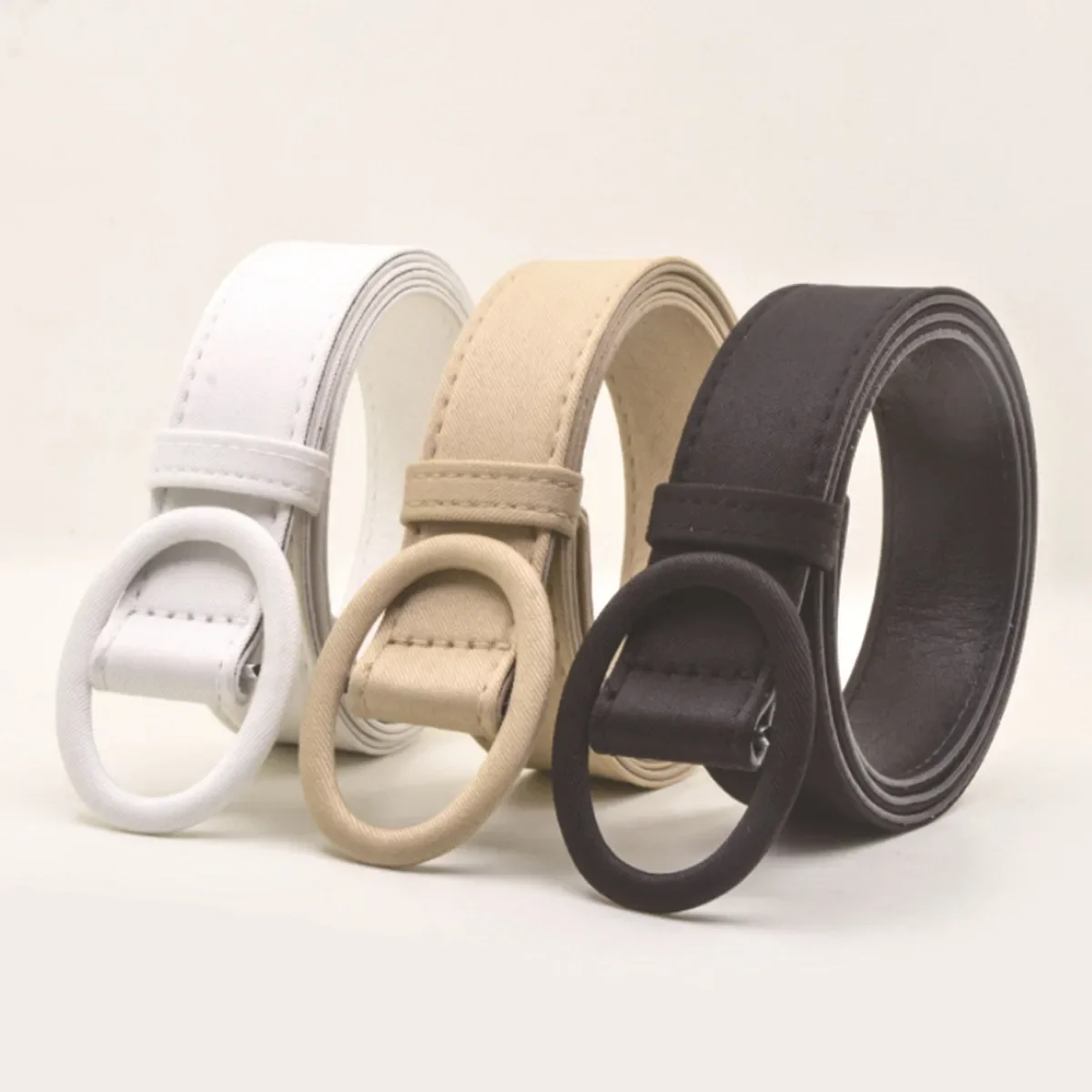 Girls PU Pin Buckle Belt Multi-coloured Versatile Thin Belt for Dress Jeans High Quality Canvas Fabric Children's Accessory