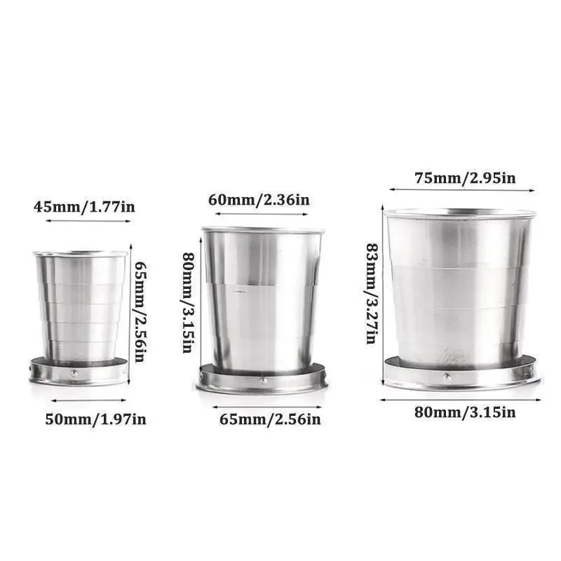 Stainless Steel Collapsible Travel Cup: Portable Keychain Custom Logo Hiking Camping