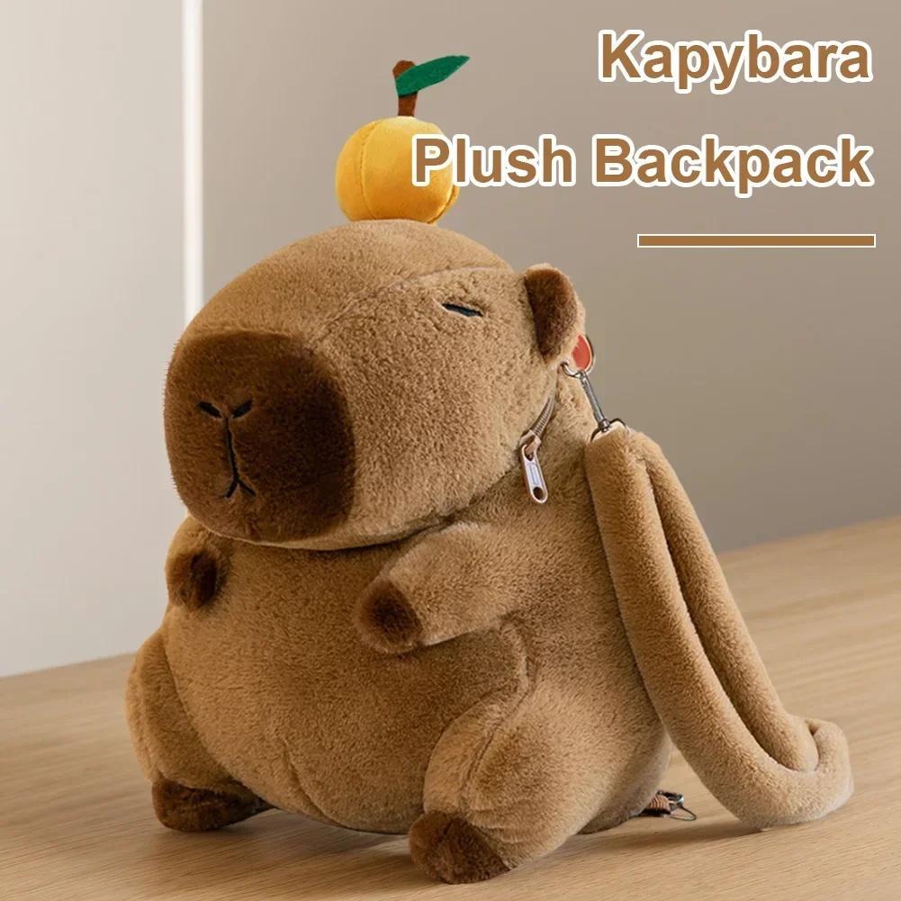 น่ารัก Capybara Plush กระเป๋าเป้สะพายหลังการ์ตูนตลก Capybara กระเป๋าสะพายนักเรียนกระเป๋า Plush Capybara โรงเรียนกระเป๋าสําหรับเด็ก