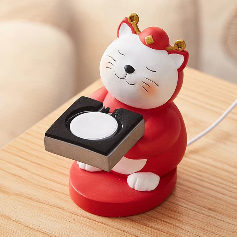 Soporte de carga para Apple Watch, Base de cargador, organizador de pantalla de reloj de gato de dibujos animados, soporte de carga portátil creativo para relojes inteligentes