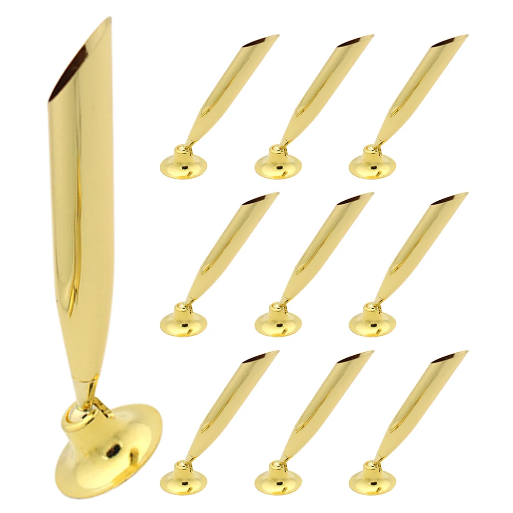 

10pcs Stand Metal Holder Single Fountain Desk Organizer Single Pen Stand Holders Pencil Storage Solution Elegant