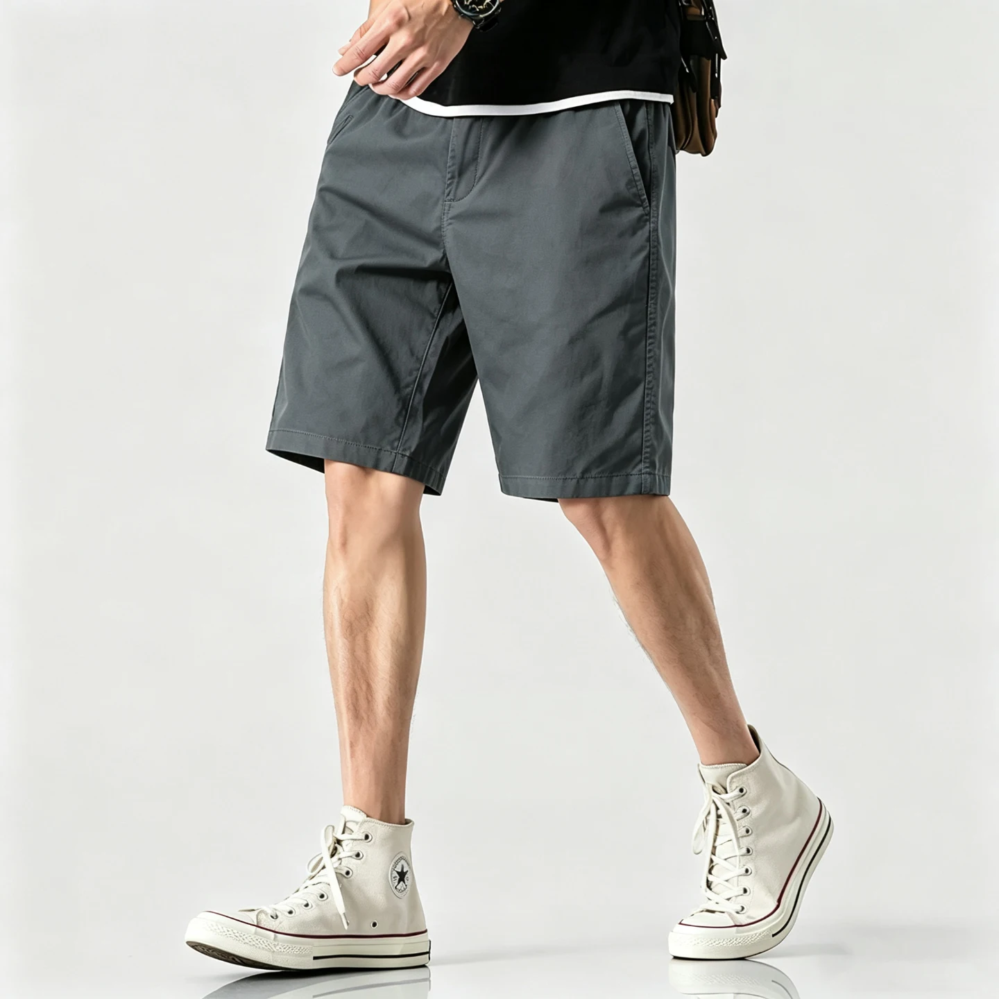 

Men's Casual Cotton Shorts, Summer Lightweight Twill Cargo Shorts, Loose Fit Stretch Chino Shorts with Elastic Waist 98%Cotton