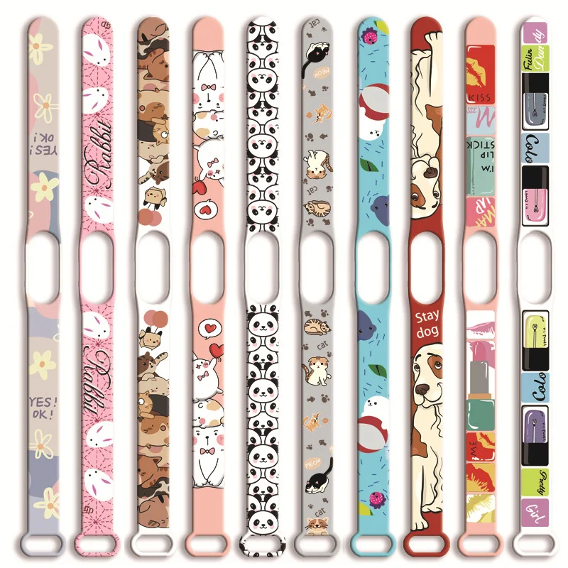 

Silicone Watch Band for Xiaomi 6 Miband 5 6 Strap anime figure Print M5 Bracelet Xiaomi 4 3 Sport Wristband Smartwatch Accessory