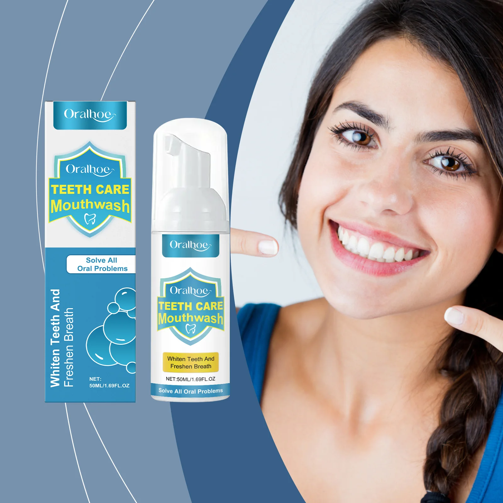 

Teeth Whitening Foam - Gentle Oral Care Mousse For Fresh Breath & Stain Removal, Minty Tooth Cleaning Foam