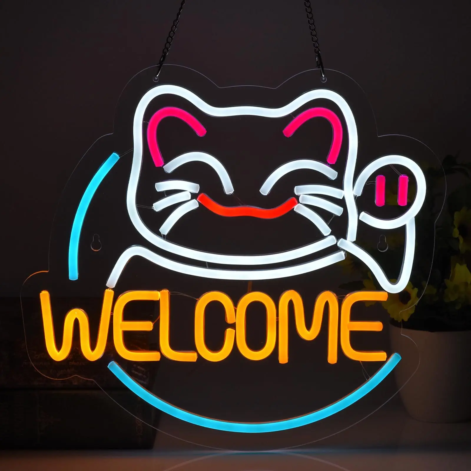 Imagem -04 - Fortune Cat Neon Led Light Sign Usb Decoração da Parede Negócios Restaurante Bar Cantina Cozinha Janela ad