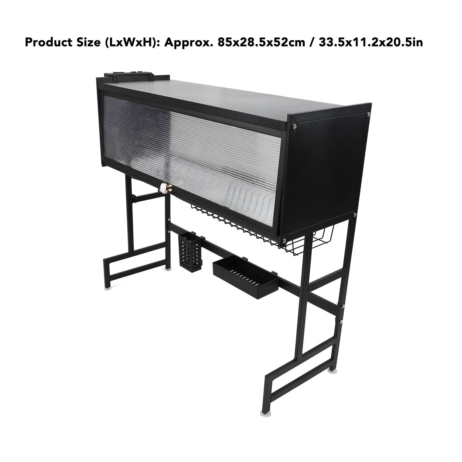 فوق بالوعة تجفيف الأطباق الرف الكربون الصلب الفضاء توفير 2 الطبقة فوق بالوعة المطبخ تجفيف الأطباق تجفيف الرف مع غطاء للمطبخ #4